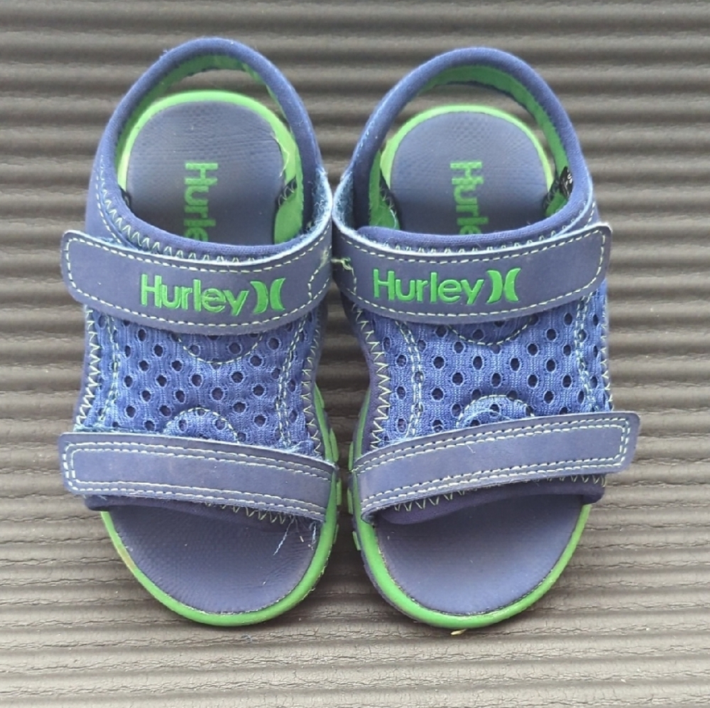 Hurley Blue and Green Sandals with Velcro Straps